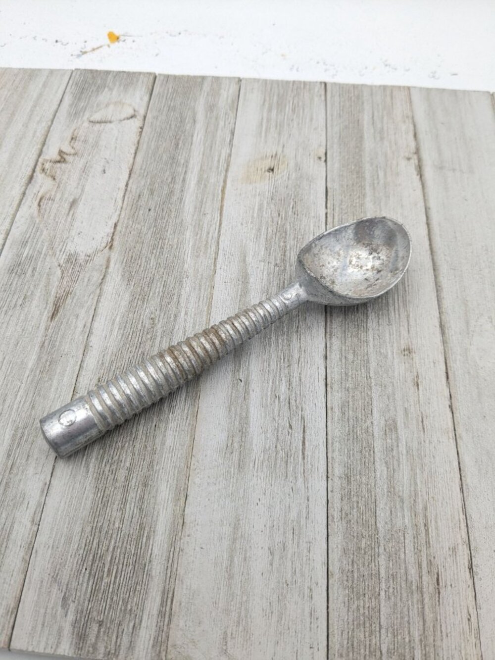 Metal Ice Cream Scoop Vintage Metal Ribbed 6 3/4"